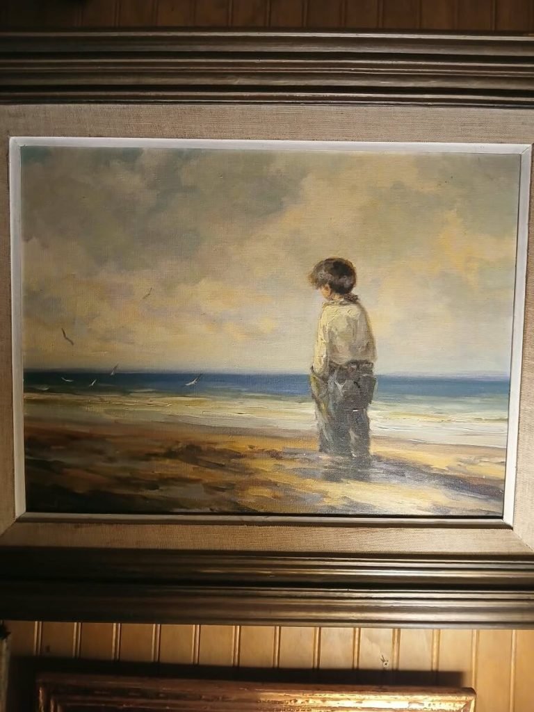 Óleo "Niño frente al mar"